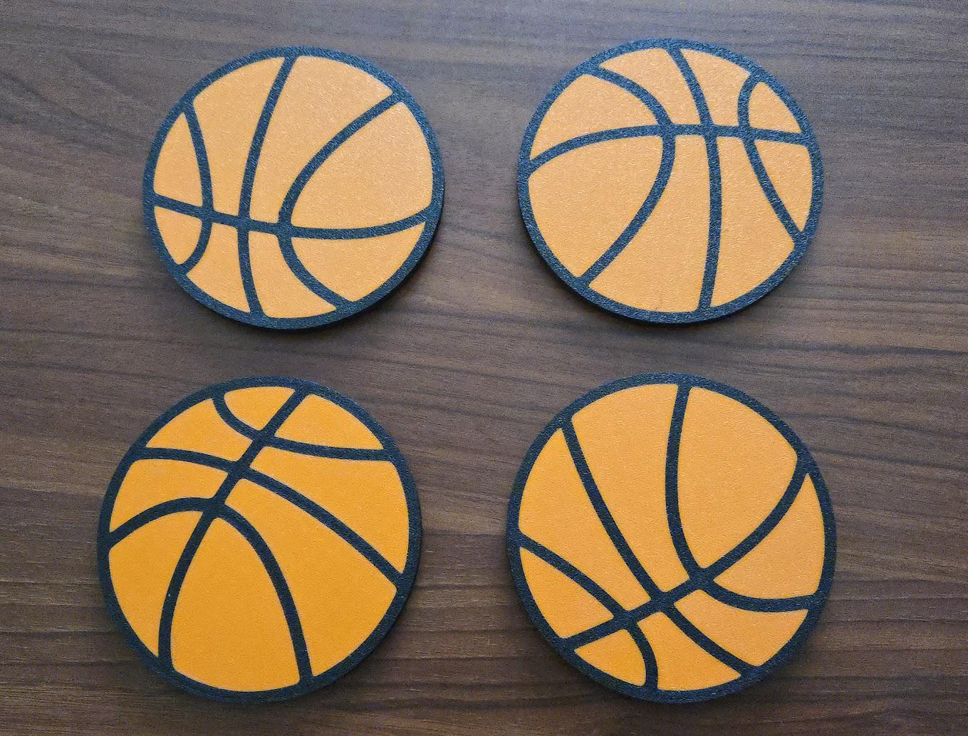 4" 3D Printed Basketball Coasters – Set of 4 with Holder