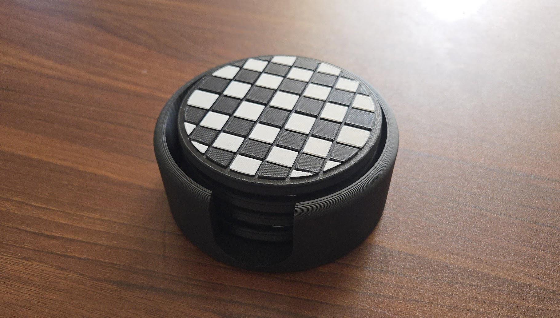 Checkered Flag Coaster Set w/ Holder